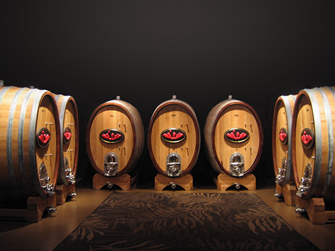 Custom Barrels in Stoutridge Barrel Room